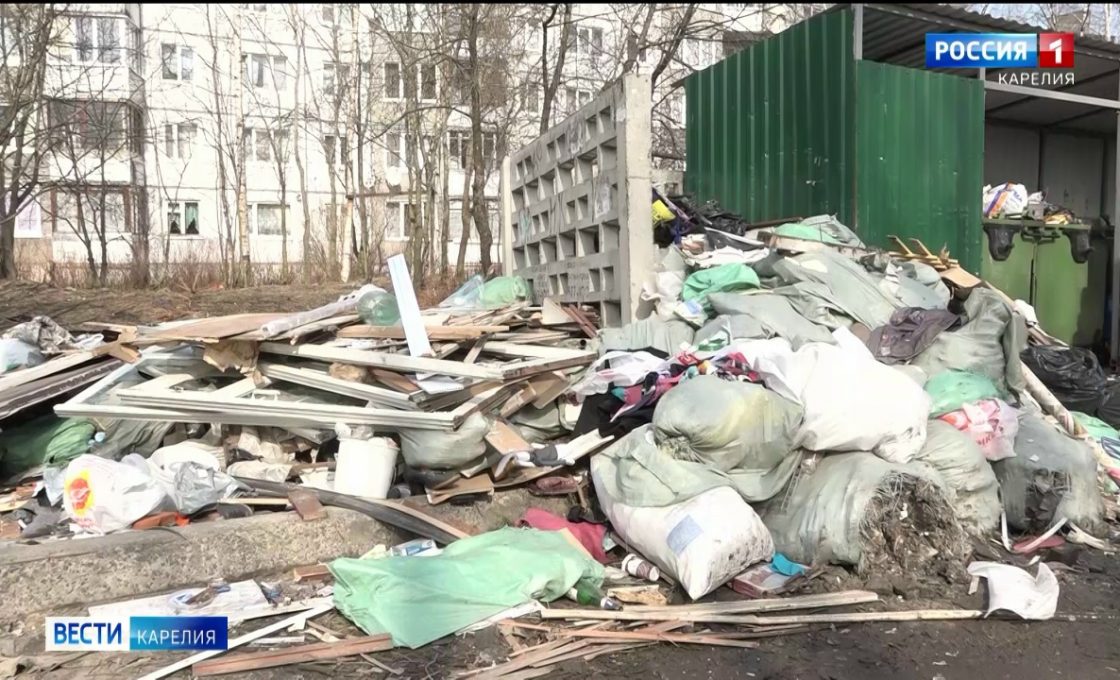 Административная ответственность может грозить жителю Петрозаводска, который выгрузил строительный мусор рядом с контейнерной площадкой