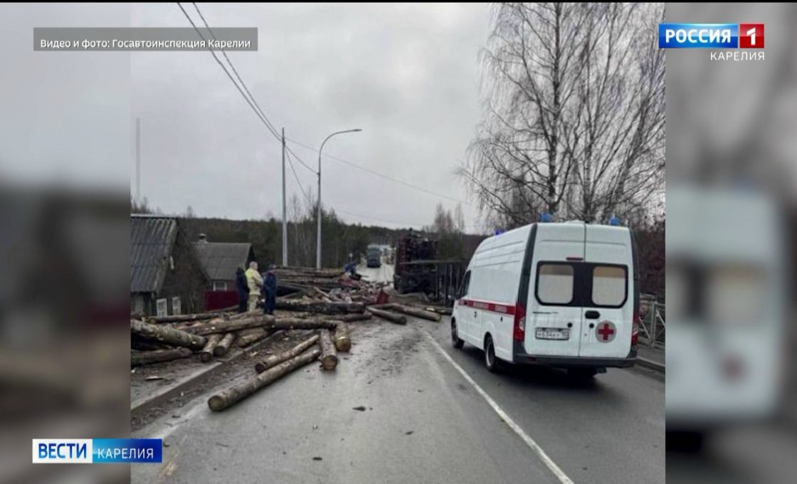 Cмертельное ДТП с участием лесовоза произошло сегодня рядом с поселком Шокша в Прионежском районе