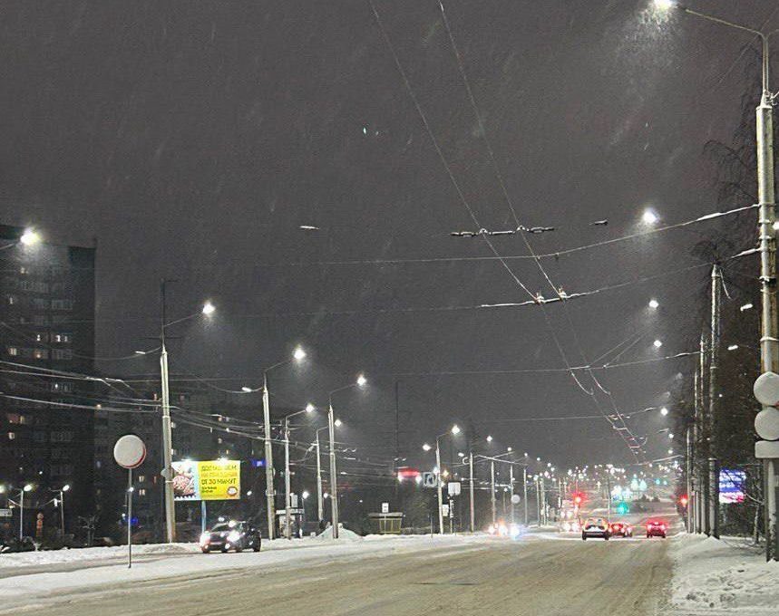 На Лососинском шоссе в Петрозаводске установили новые светильники