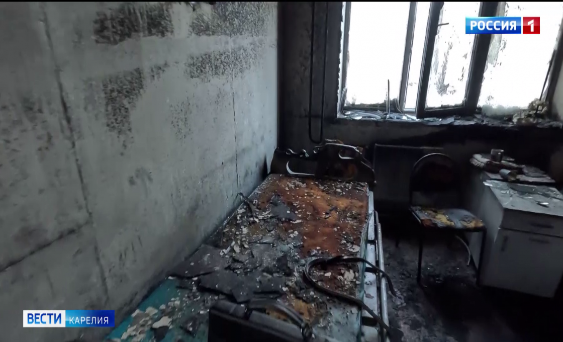 Этой ночью одно из зданий Кондопожской районной больницы охватил пожар