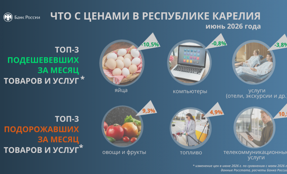 Овощи и фрукты подорожали, а компьютеры и электроника подешевели в Карелии в июне